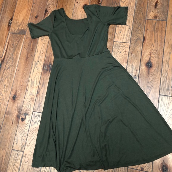 Olive Green Fit n Flare Premise Dresses - Picture 3 of 7